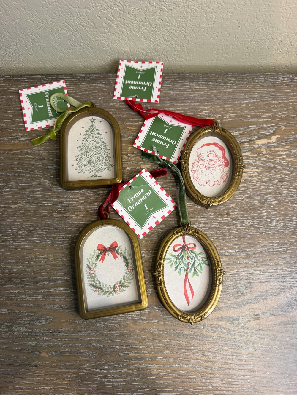 NWT Target Bullseye Christmas 2026 set of 4 Ornaments